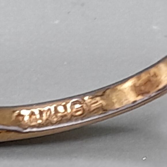 Vintage KAOS Opal Ring, Size 6 3/4, 14KHGE, 2 Dark Rhinestones - Picture 6 of 10